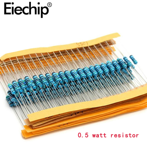 0,5 resistor de vatios, película metálica resistencia kit de 1/2W 1% bricolaje electrónica de resistencias paquete surtido 56 ohm 390 ohm 3,3 K 4,7 K ► Foto 1/4