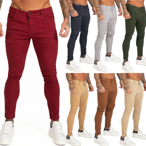 Gingtto-pantalones vaqueros azules ajustados para hombre, Vaqueros Super ajustado para ropa de calle para hombre, Hio Hop, ajustados al tobillo, cortados de cerca al cuerpo, elásticos de talla grande zm05 ► Foto 1/6