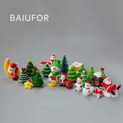 BAIUFOR miniatura árbol de Navidad de Santa Claus muñecos de nieve caja de regalo terrario accesorios de jardín de hadas figuras muñeca casa Decoración ► Foto 1/5