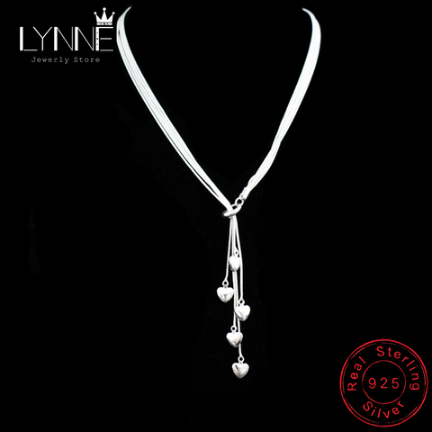 Collar con colgante de corazón de borla larga para mujer, de Plata de Ley 925 de lujo, Maxi collares de cinco pisos, regalo de joyería ► Foto 1/6