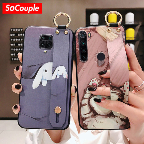 SoCouple carcasa de teléfono con soporte para Redmi Nota 9 Pro 9 7 Pro Xiaomi 10 ultra 9t pro 9 A3 Lite Poco X3 gato conejo muñeca funda con correa ► Foto 1/6