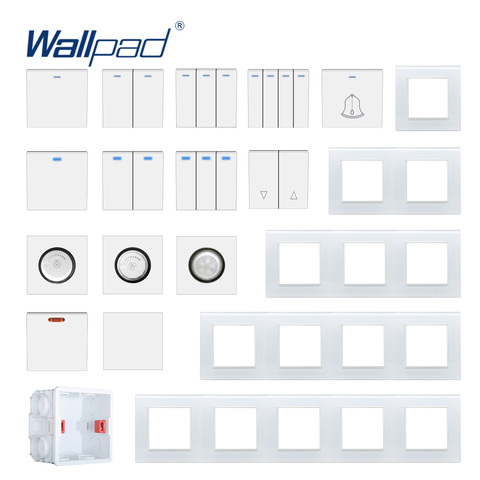 Wallpad blanco Panel de vidrio de pared de interruptor de luz de función única Combinación libre para manualidades * 52*52mm 1, 2, 3, 4 5 Múltiples marco ► Foto 1/6