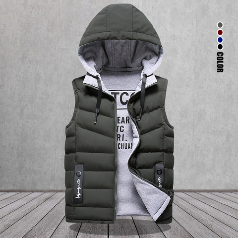 Chaleco de marca para hombre, chaqueta sin mangas de invierno, con capucha, nuevos de abrigo, prendas de vestir informales, sombrero, chaleco exterior desmontable, 2022 ► Foto 1/6