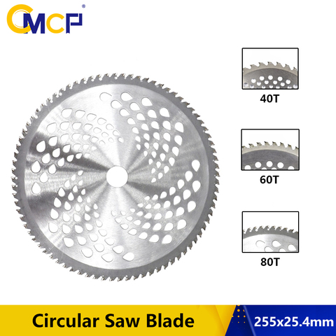 1pc 255mm 40T/60T/80T cuchilla de desbrozadora cortadora de césped reemplazo hoja de sierra Circular para cortar hierba, hoja de recortadora de árboles ► Foto 1/6