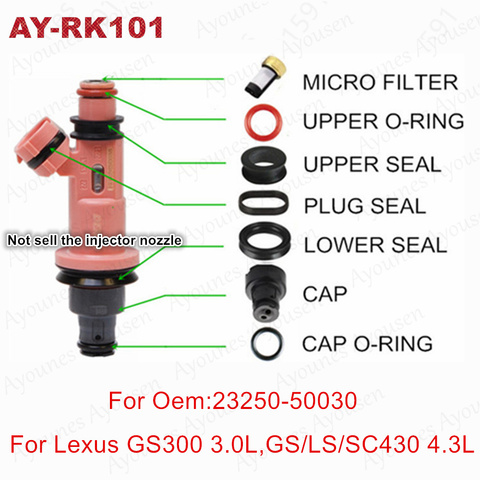 Juego de 6 piezas para lexus RX300 (kit de reparación de inyector de combustible), venta al por mayor, para modelos 23209-20020, 232090A010, FJ10303, FJ10542 AY-RK101 ► Foto 1/1