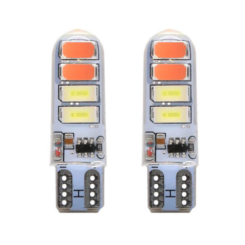 2 uds T10 W5W 194, 168 de 5630 8SMD LED Dual Color de coche lámpara estroboscópica para Flash T10 de silicona de las bombillas de las luces 12V 12V ► Foto 1/1
