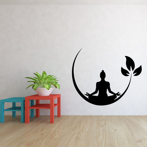 Pegatinas de pared de vinilo de meditación para Yoga, calcomanía de pared Zen Budista para dormitorio, etiqueta extraíble para pared, decoración de fondo de Yoga ► Foto 1/6