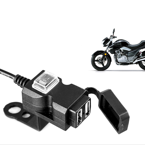 Adaptador USB Dual para manillar de motocicleta, fuente de alimentación de 5V, 1A/2,1a, puerto de enchufe de 12V, resistente al agua, cargador para teléfono móvil ► Foto 1/6