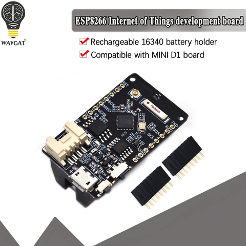 TTGO-T-OI ESP8266, soporte de batería recargable 16340, Compatible con placa de desarrollo MINI D1 para arduino ► Foto 1/6