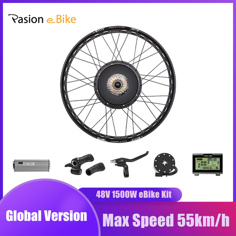 PASION E BIKE-Motor de rueda ancha, Kit de conversión de bicicleta eléctrica 48V 1500W, Motor de rueda trasera sin escobillas de 190mm ► Foto 1/6