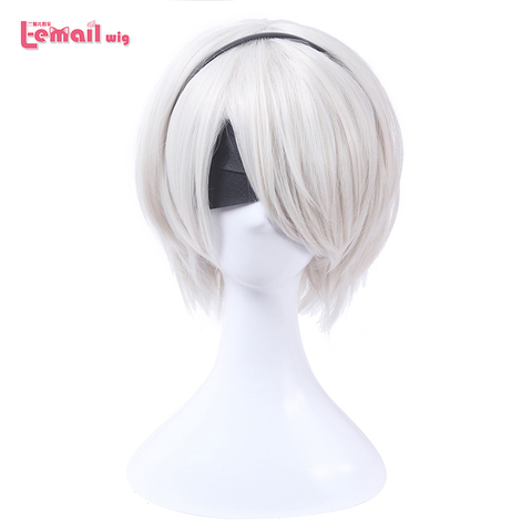 L-email peluca juego personaje 2B 9S Cosplay pelucas blanco 30 cm/11,8 pulgadas mujeres hombres calor peluca de pelo sintético resistente ► Foto 1/6