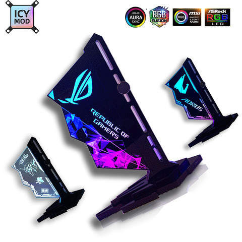 RGB GPU soporte Vertical de acrílico soporte de VGA tarjeta de vídeo apoyo 12V 4Pin 5V 3Pin AURA chasis A-RGB enfriador de agua de MOD parte ► Foto 1/6