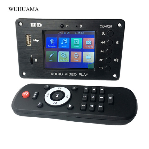 Bluetooth 5,0 TFT de 2,8 pulgadas placa decodificadora de MP3 receptor de Audio HD reproductor de vídeo AVI FLAC MOV mono decodificación Radio FM alarma de coche ► Foto 1/6