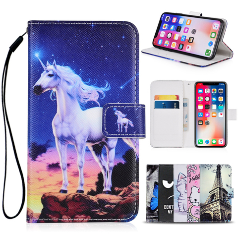 Funda tipo billetera de dibujos animados para SANTIN ACTOMA ACE, de cuero PU, a la moda, con diseño de unicornio, gato, búho y mariposa, bolsa para teléfono con soporte ► Foto 1/1