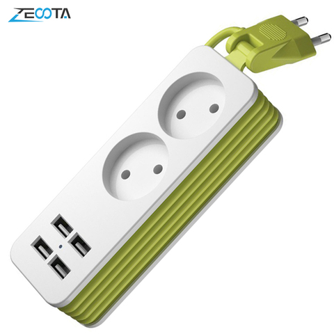 Poder de 1/2 enchufe de la UE de 1200 W 250 V 1,5 m Cable pared múltiples hembra portátil 4 puerto USB para teléfonos móviles para teléfonos inteligentes tabletas ► Foto 1/6