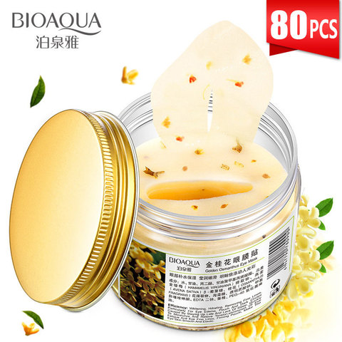 BIOAQUA-Máscara de ojos dorada de Osmanthus para el cuidado de los ojos, loción hidratante para dormir, antihinchazón, parches para los ojos, elimina las ojeras, bolsa para los ojos, 80 Uds. ► Foto 1/5