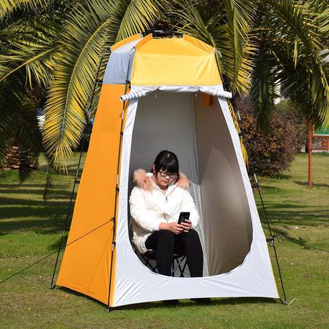 Tienda impermeable al aire libre portátil, ducha de acampada para playa, refugio de habitación cambiante, bloques de tela especialmente recubierta, rayos UV dañinos ► Foto 1/6