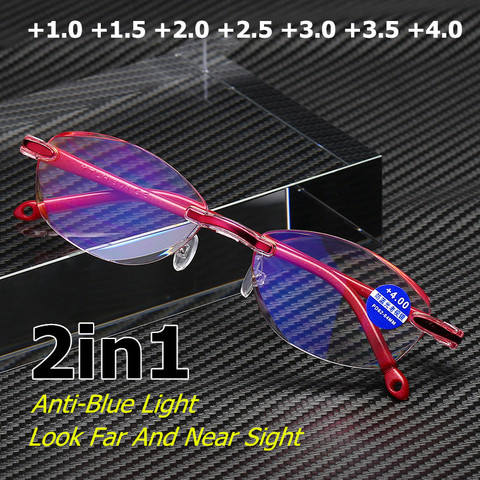 Anti-Luz Azul gafas de lectura de la presbicia memoria hipermetropía sin marco lupa Eyeswear sin montura + 1,0 + 1,5 + 2,0 + 2,5 + 3,0 + 3,5 + 4,0 ► Foto 1/6