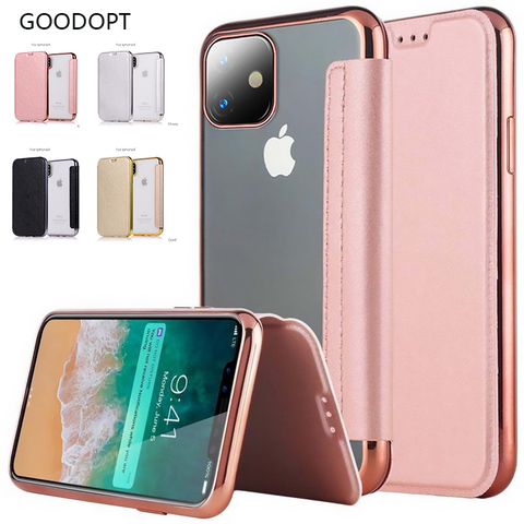 Funda de teléfono de lujo con tapa para iPhone, carcasa trasera transparente a prueba de golpes para iPhone 11 pro MAX, piel, X, XR, XS Max, 5, 5S, 6, 6S, 7, 8 Plus ► Foto 1/6