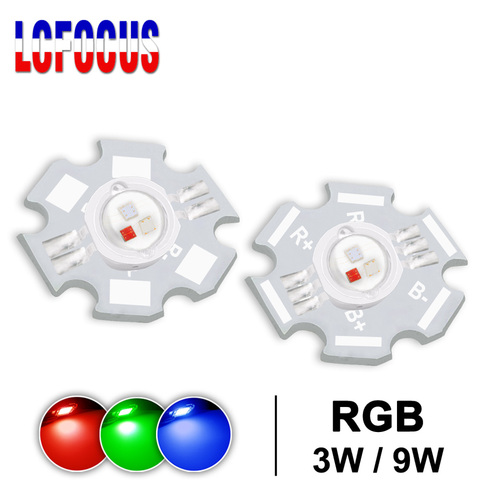 Chip LED COB de alta potencia, 3 W, 9W, RGB, 3 W, rojo, verde, azul, 4, 6 pines con PCB a todo Color para cuentas de luz de escenario ► Foto 1/6