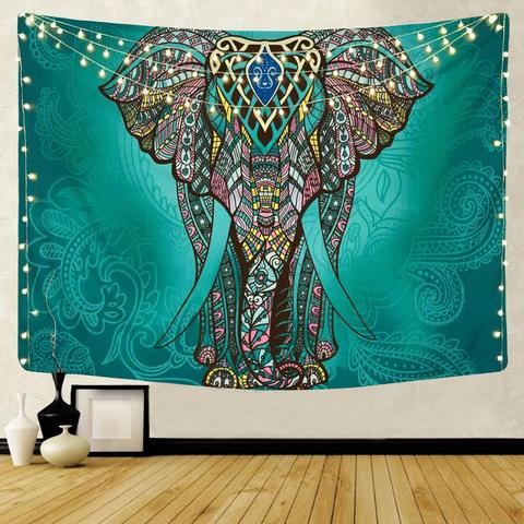 Tapiz indio con diseño de Mandala, decoración colgante de pared, toalla de playa de elefante bohemio, manta fina de poliéster, esterilla de viaje, 95x73CM ► Foto 1/6