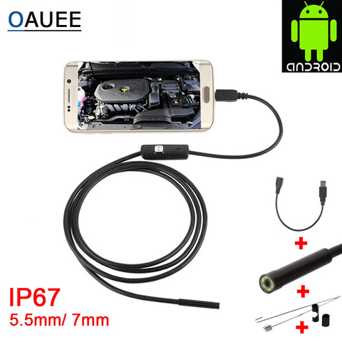 Oauee-cámara endoscópica de inspección impermeable, boroscopio Flexible, USB, Android, 5,5mm, 7mm, para Android, PC y Notebook ► Foto 1/6