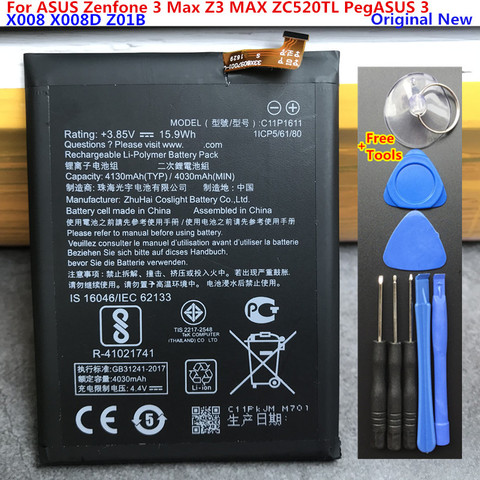 Batería ZB570TL Original para móvil, 4130mAh, para ASUS Zenfone Pegasus 4S Max Plus M1 ZB570TL X018DC, incluye herramientas ► Foto 1/3