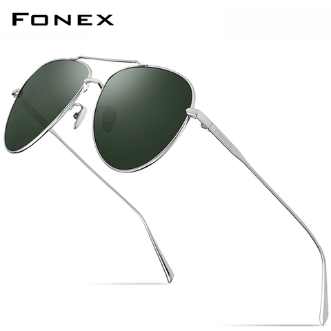 FONEX de titanio puro polarizado gafas de sol hombres aviación lentes de sol para dama alta calidad Aviador UV400 tonos 8507 ► Foto 1/6
