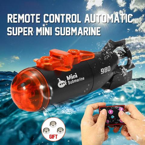 Mini barco submarino con mando a distancia con microradio para niños, juguete sumergible con luz Led ► Foto 1/6