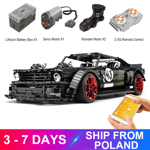 Coche Ford Mustang Hoonicorn con Motor 5292, Compatible con MOC-22970 bloques de construcción de ladrillos, juguetes educativos, regalos ► Foto 1/6