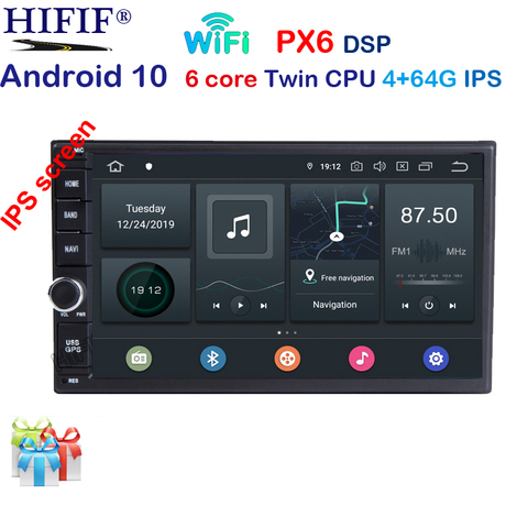 Radio con GPS para coche, reproductor Multimedia con Android 10, 7 pulgadas, 2Din, Universal, 4GB + 64GB, PX6, para VW, Nissan, Kia ► Foto 1/6