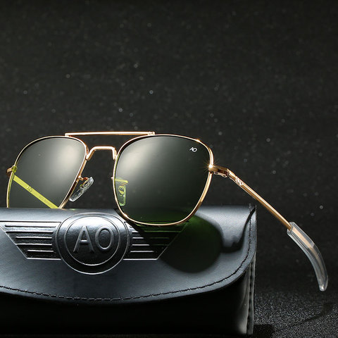 Gafas de sol clásicas para hombre, lentes de sol de aviación, con funda Original, paño de limpieza Retro, lentes de vidrio óptico americano ► Foto 1/6