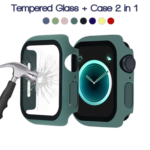 Protector de pantalla para carcasa de reloj Apple, parachoques de 44mm, 40mm, 42mm y 38mm para iWatch series 5, 4, 3, 6 se, cristal de apple Watch + Accesorios de cubierta ► Foto 1/5