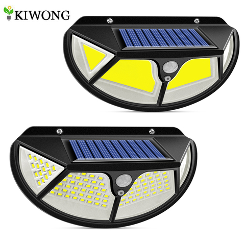 Luz Solar COB de 120/122 LED con 3 modos de trabajo, luces con Sensor de movimiento Solar IP65, lámpara Solar impermeable para pared de jardín y patio ► Foto 1/6