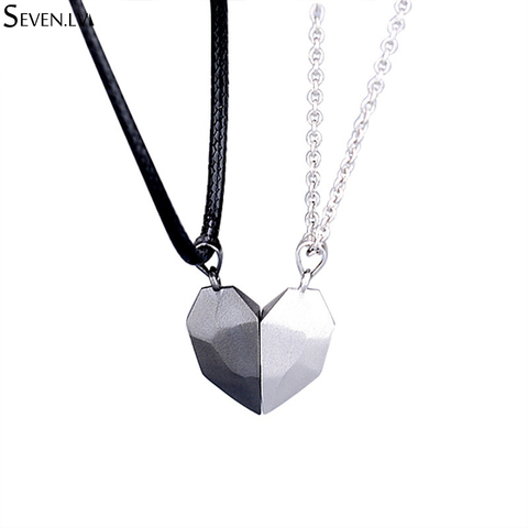 Collar magnético de piedra de los deseos para parejas, colgante en forma de corazón de amistad, abalorio de metal, regalos para hombres y mujeres, 2 uds. ► Foto 1/6