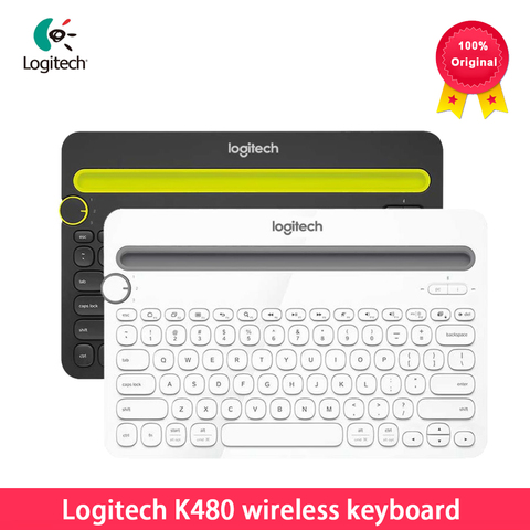 Original Logitech K480 teclado Bluetooth móvil tableta Mac portátil Multi-dispositivo delgado Mini mudo con teclado PC portátil ► Foto 1/6