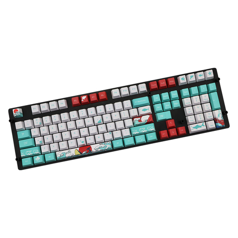 Teclas de tipo japonés para teclado mecánico Ikbc Cherry MX Annie, 108 teclas, tinta de sublimación, PBT, OEM, Coral de mar ► Foto 1/6