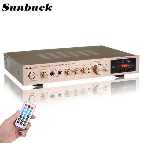 Amplificador de Audio sunbucks con bluetooth, 5 CANALES, FM, 2000W, 220V, con Control remoto, compatible con SD, MMC, USB, pantalla LCD, HiFi ► Foto 1/6