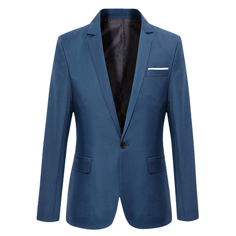 Azul hombres Blazers Work Office 2022 hombres esmoquin para ocasiones formales bolsillos abrigo Blazers hombre personalizado de negocios Slim Blazers ► Foto 1/6