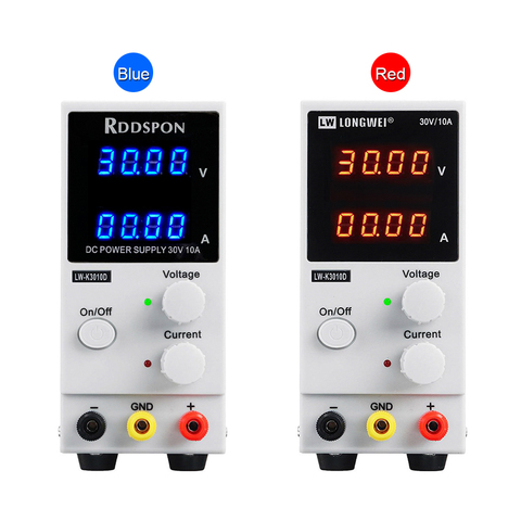 Fuente de alimentación CC de 30V 10A con pantalla de 4 dígitos, Mini fuente de alimentación de conmutación de laboratorio ajustable, reguladores de voltaje de carga USB ► Foto 1/6