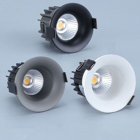 Super brillante proyector descendiente de LED empotrado COB regulable 7W 9W 12W 15W LED luces de techo AC110-220V LED lámpara de techo con 3 colores ► Foto 1/6