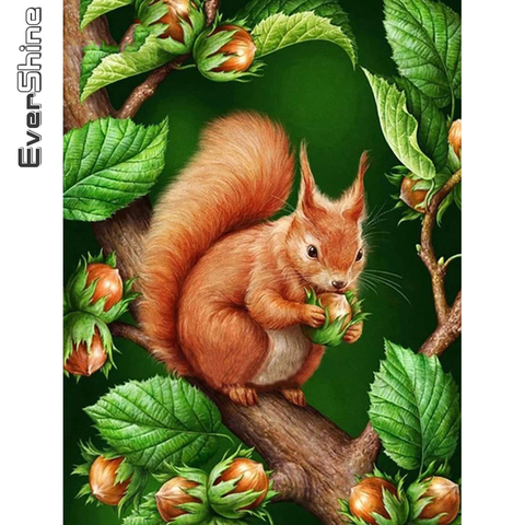 Evershine diamante pintura ardilla Cruz puntada Kit 5D DIY bordado de diamantes mosaico de diamante de animales árbol casa decoración regalo ► Foto 1/6