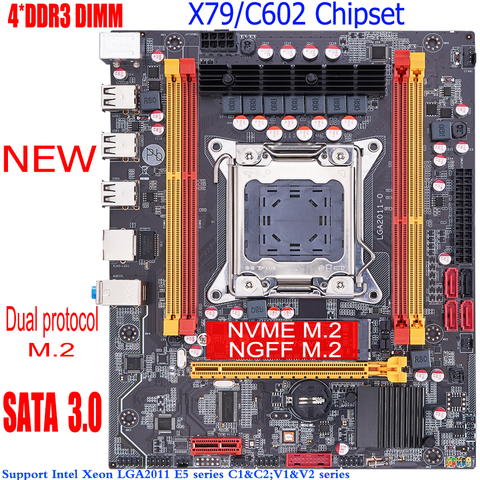 QIYIDA-placa base X79 LGA 2011, protocolo Dual m.2, USB 2,0, SATA3, compatible con memoria REG ECC y procesador Xeon E5, DDR3 x79 6M ► Foto 1/5