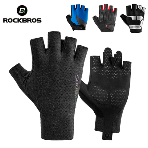 RockBros ciclismo antideslizante transpirable bicicleta ciclismo guantes hombres mujeres verano bicicleta guantes cortos ciclo Gel Pad medio dedo guantes ► Foto 1/6