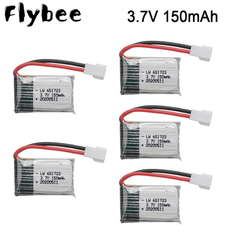 5 unids/lote 3,7 v 150mah Drone batería para H8 para Syma x2 para Nihui U207 para Eachine E010 batería recambios de cuadrirrotor RC ► Foto 1/4