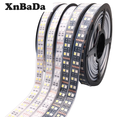 5M doble fila 5050 RGB tira de LED impermeable PCB negro blanco RGBW RGBWW luz LED DC 12V/24V IP30/IP67 120LEDs/m ► Foto 1/6