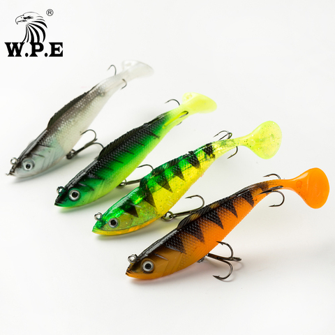 W.P.E-señuelo de pesca con cabeza de plomo, cebo suave de 8cm/10cm/12cm/14cm, 1 Uds., plantilla de 17g-42g, Swimbait, anzuelo triple, aparejos de pesca ► Foto 1/6