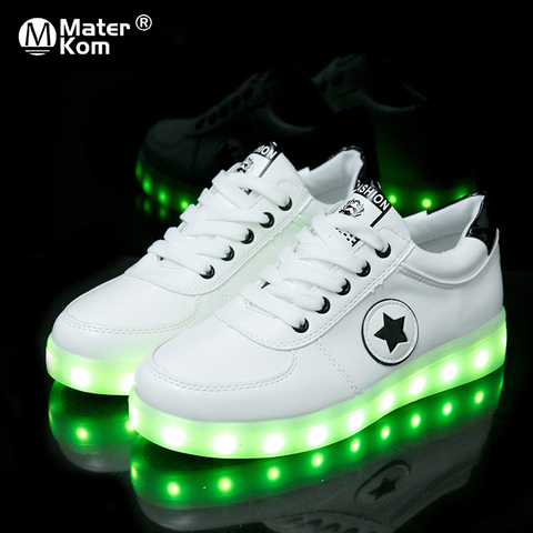 Tamaño 30-44 niños luminosa zapatillas de deporte para niños niñas zapatos de mujer zapatos con luz LED de con suela luminosa brillante zapatillas de deporte Zapatos LED - Historial de precios