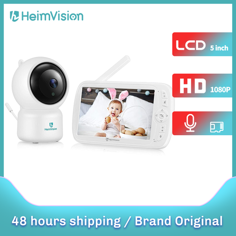 HeimVision-Monitor de bebé HMB33MQ, pantalla LCD de 5 pulgadas, 1080P, visión nocturna, 360 °, PTZ, mando a distancia, Audio de 2 vías, VOX, grabación de cuna, soporte para tarjeta SD ► Foto 1/6