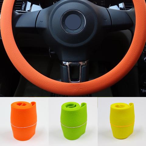 Funda protectora Universal para volante de coche, protector antideslizante de silicona de Color sólido, no tóxica, práctica ► Foto 1/6